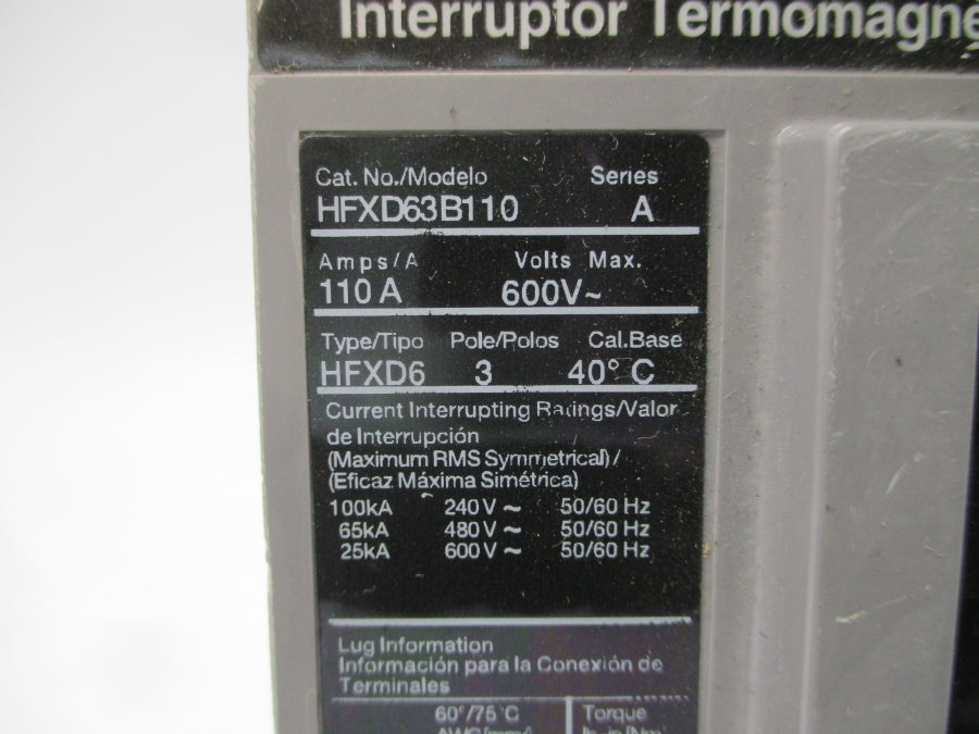 SIEMENS HFXD63B110 SER. A 600V 110A NSNP