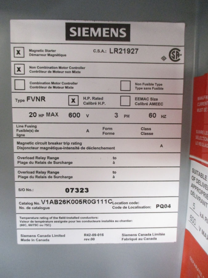 SIEMENS V1AB26K005R0G111C 120V 0.25A NSMP