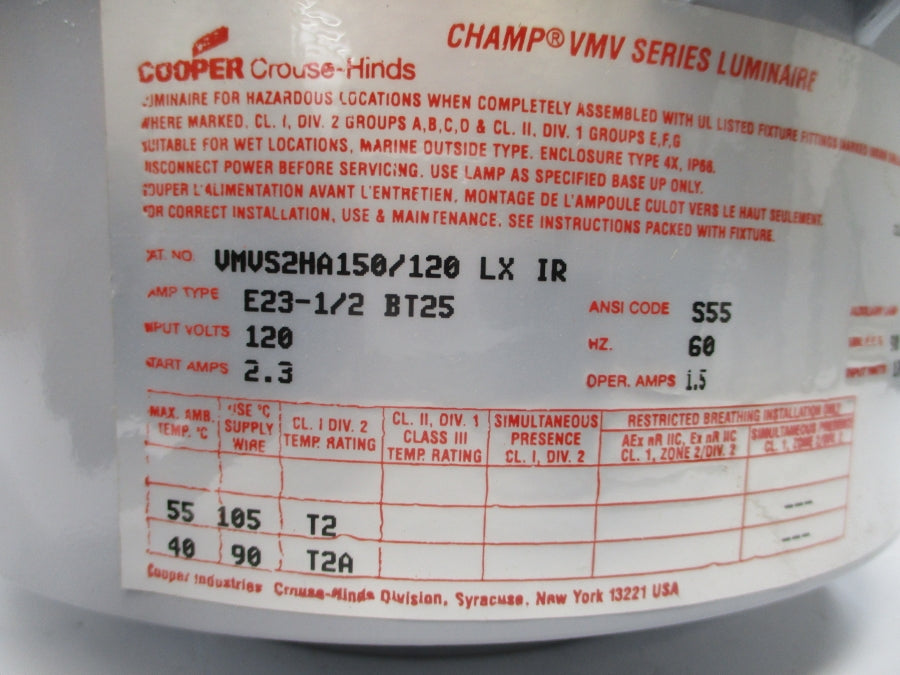 CROUSE-HINDS VMVS2HA150/120LXIR 120V 2.3A NSNP