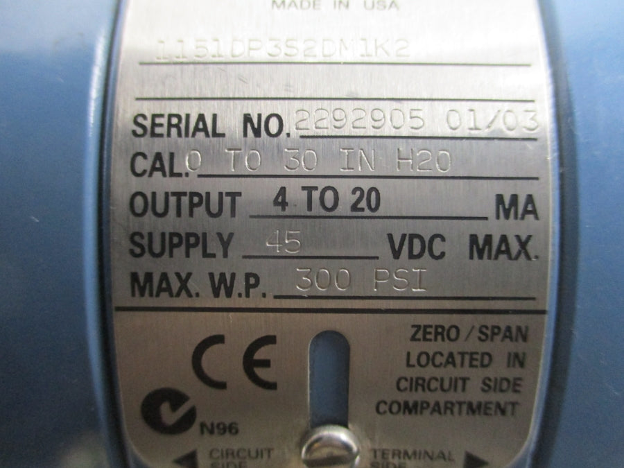 ROSEMOUNT 1151DP3S2DM1K2 45VDC 300PSI NSNP