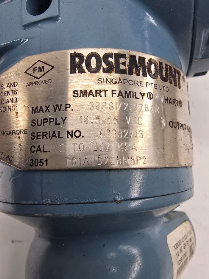 ROSEMOUNT 3051TG1A2B22BM5P2 10.5-55VDC 30PSI UNMP