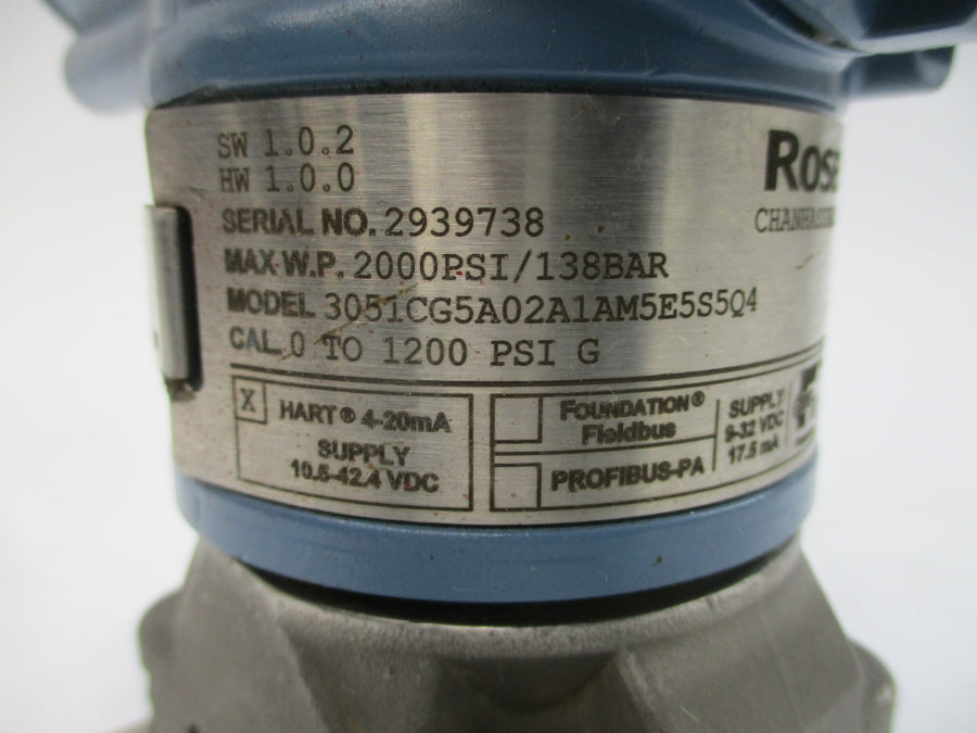 ROSEMOUNT 3051CG5A02A1AM5E5S5Q4 10.5-42.4VDC 2000PSI UNMP