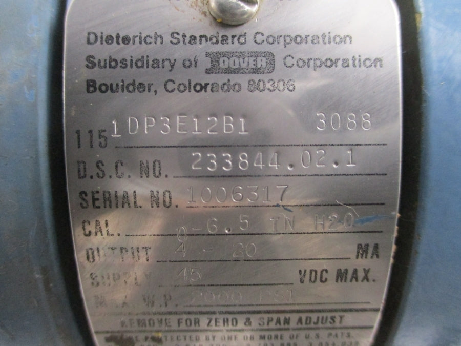 DIETERICH STANDARD 1151DP3E12B1 45VDC 2000PSI UNMP