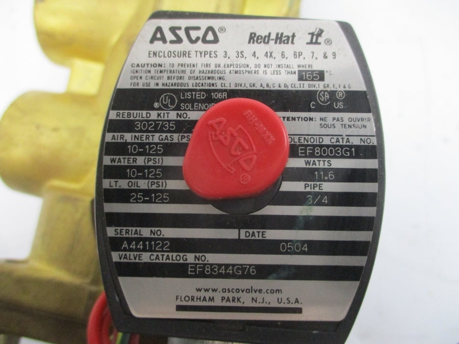 ASCO EF8344G76 24VDC 10-125PSI 3/4" NSNP