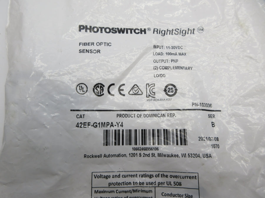 ALLEN BRADLEY 42EF-G1MPA-Y4 SER. B 11-30VDC NSMP