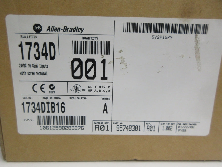 ALLEN BRADLEY 1734D-IB16 SER. A F/W 1.002 24VDC DATE: 2008 NSFS