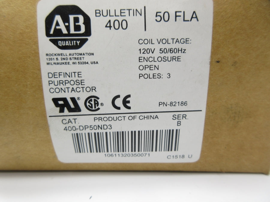 ALLEN BRADLEY 400-DP50ND3 SER. B 120V (BR/WH) NSMP