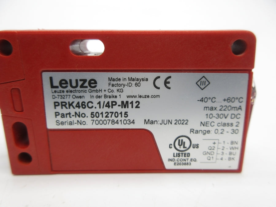 LEUZE ELECTRONIC PRK46C.1/4P-M12 50127015 10-30VDC NSNP