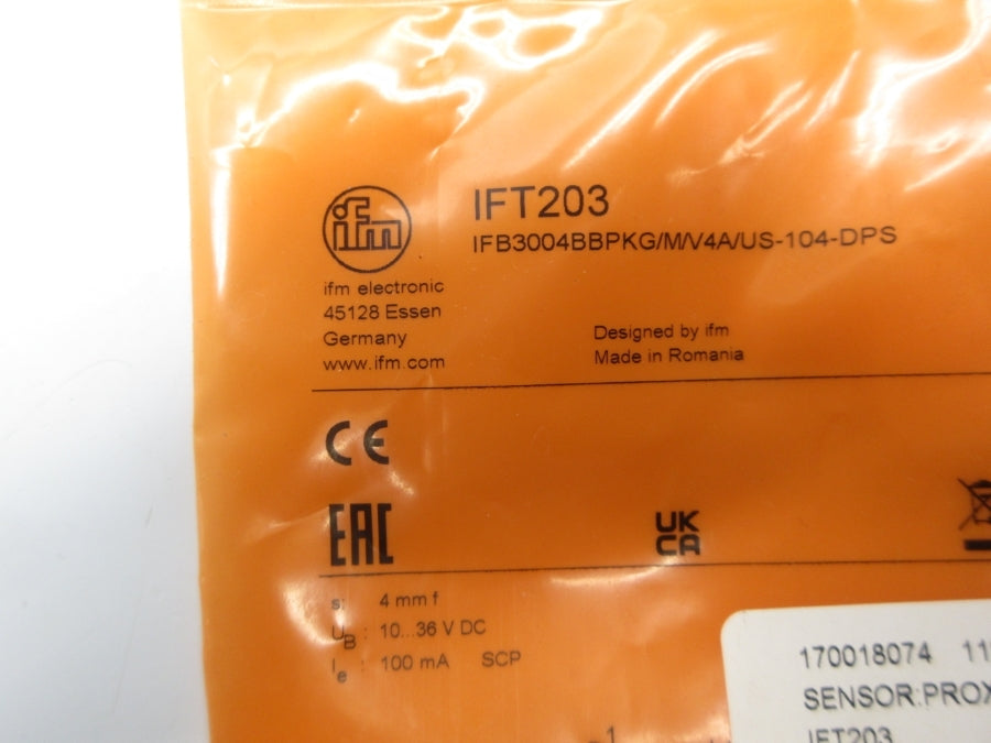 IFM EFECTOR IFT203 IFB3004BBPKG/M/V4A/US-104-DPS 10-36VDC NSMP