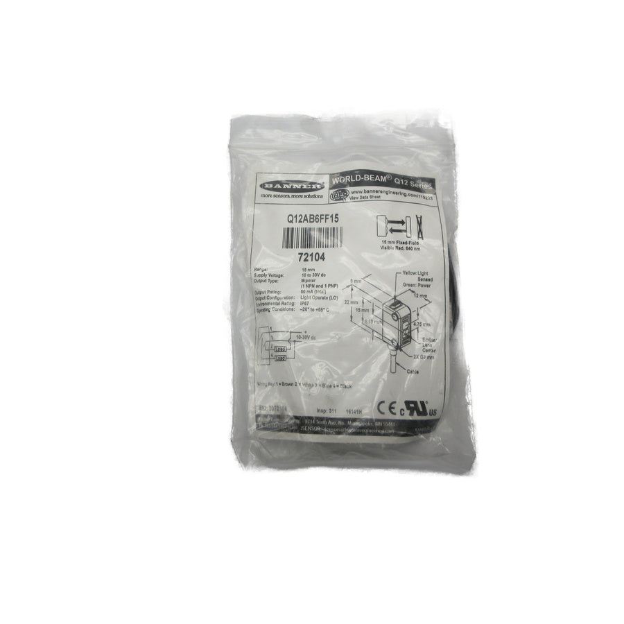 BANNER ENGINEERING Q12AB6FF15 72104 10-30VDC NSMP