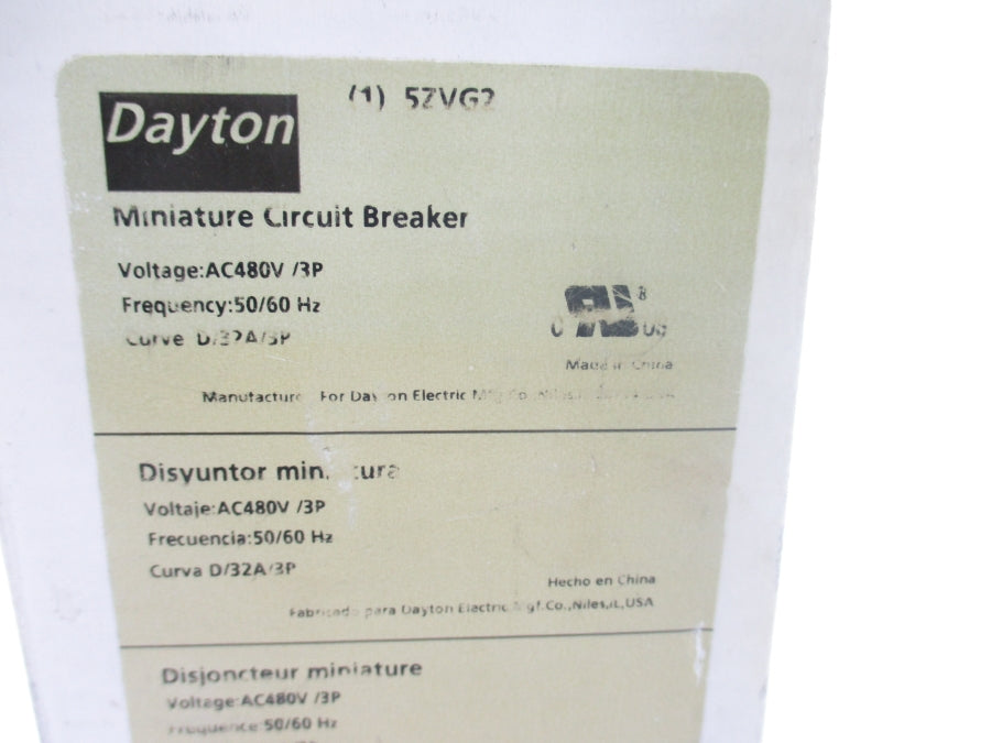DAYTON 5ZVG2 480VAC 32A NSMP
