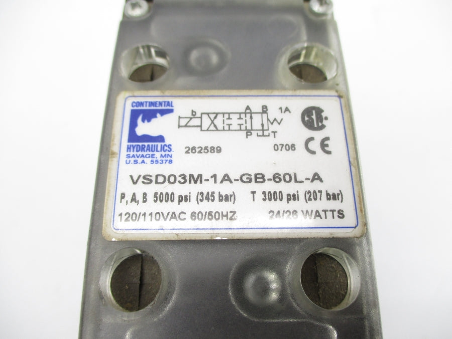 CONTINENTAL HYDRAULICS VSD03M-1A-GB-60L-A 110/120VAC 5000PSI NSNP