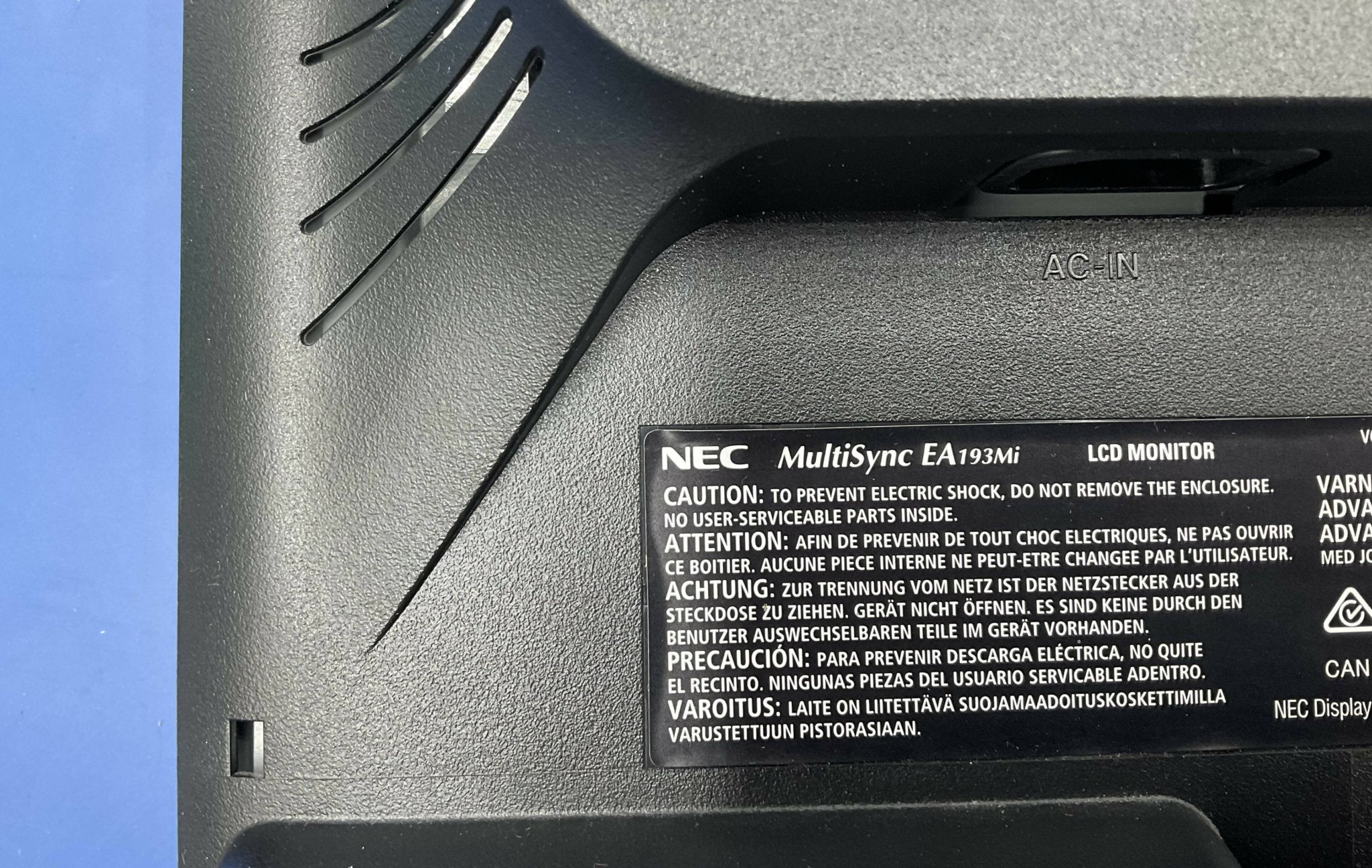 NEC EA193Mi-BK - MultiSync 19in LCD Monitor Medical Grade Front View | Alo Tech Solutions
