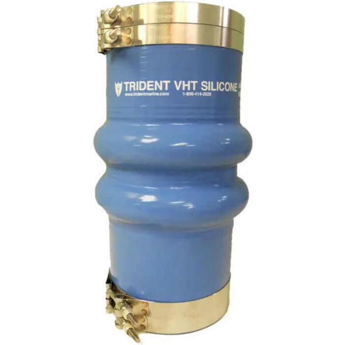 Trident Marine 274V8000-S/S Blue Silicone "VHT" Double Hump Hose w/T-Bolt Clamps, 8"