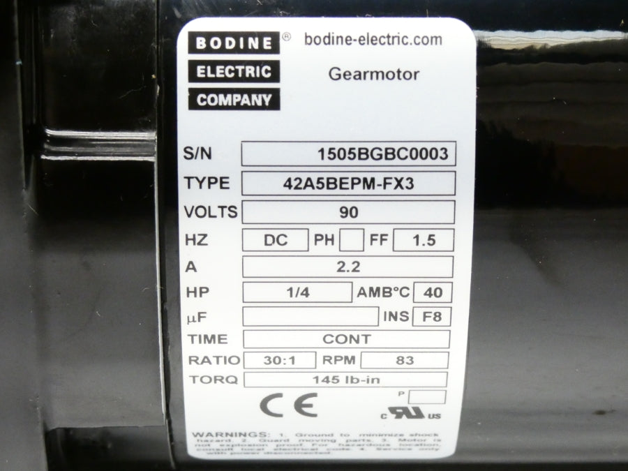 BODINE ELECTRIC 42A5BEPM-FX3 1505BG 90V 2.2A NSMP