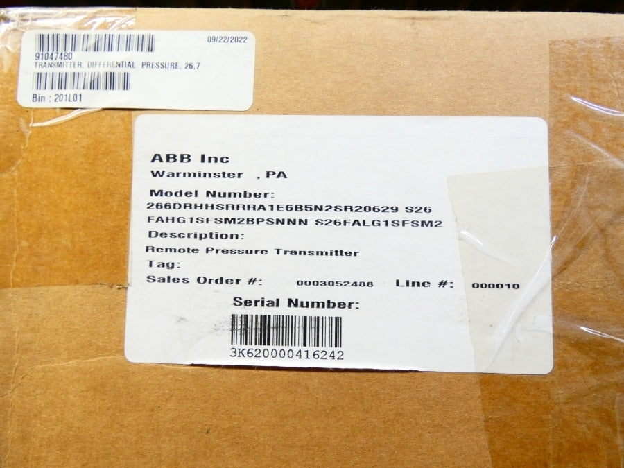 ABB 266DRHHSRRRA1E6B5N2 REV. 1.1.4 10.5-42VDC 230PSI NSMP