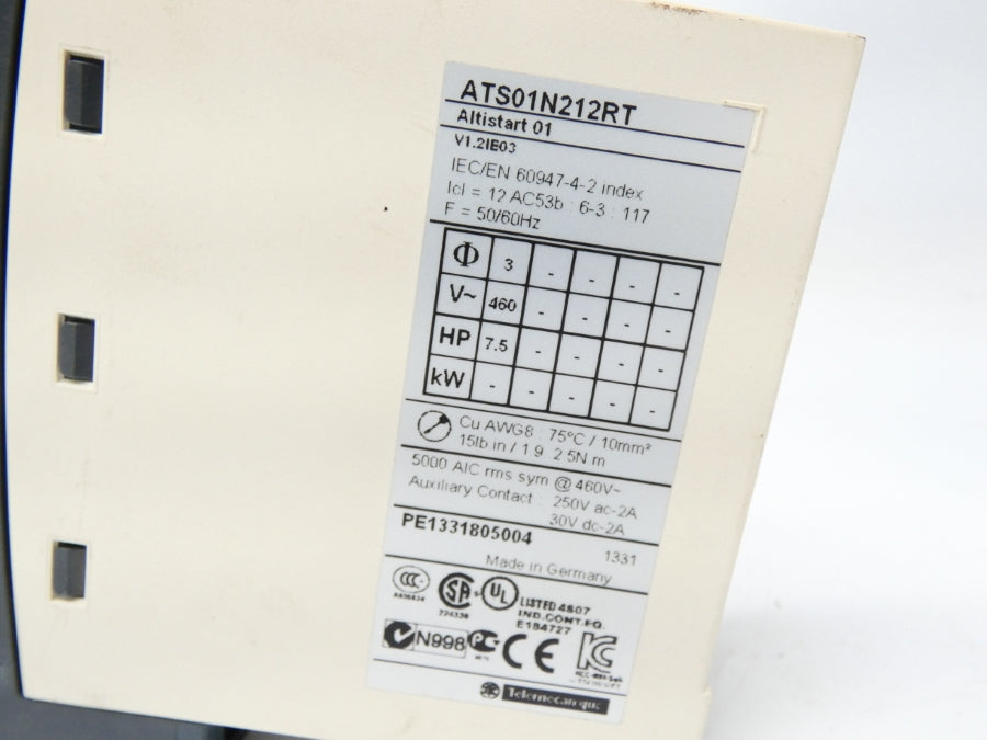 SCHNEIDER ELECTRIC ATS01N212RT 460V 2A UNMP