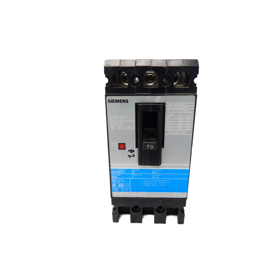 SIEMENS ED43B070 480VAC 70A UNMP