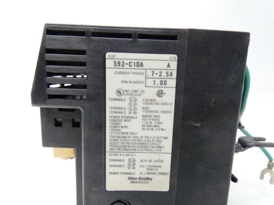 ALLEN BRADLEY 592-C1DA SER. A 110/240V .7-2.5A UNMP