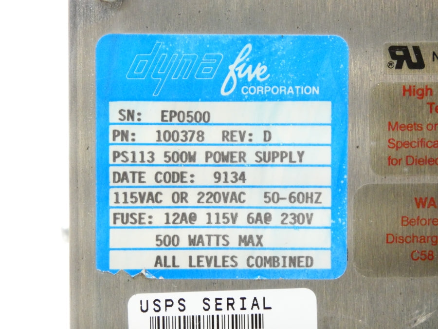 DYNA FIVE 100378 REV. D 115/220VAC 6A NSNP