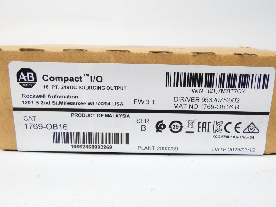 ALLEN BRADLEY 1769-OB16 SER. B F/W 3.1 VER. 02 24VDC DATE: 2023 NSFS