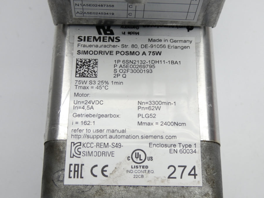 SIEMENS 6SN2132-1DH11-1BA1 24VDC 4.5A UNMP