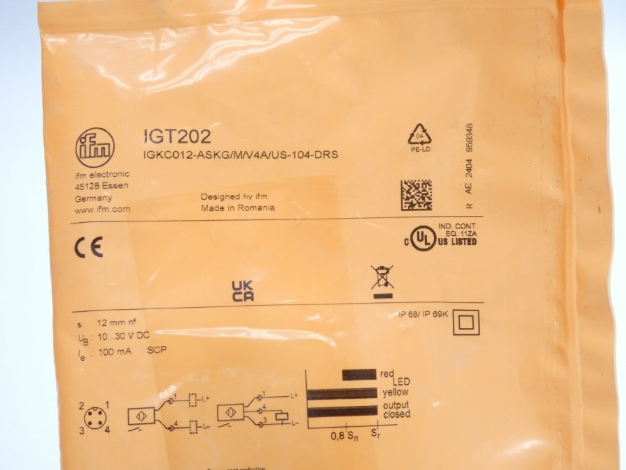 IFM EFECTOR IGKC012-ASKG/M/V4A/US-104-DRS IGT202 10-30VDC NSMP
