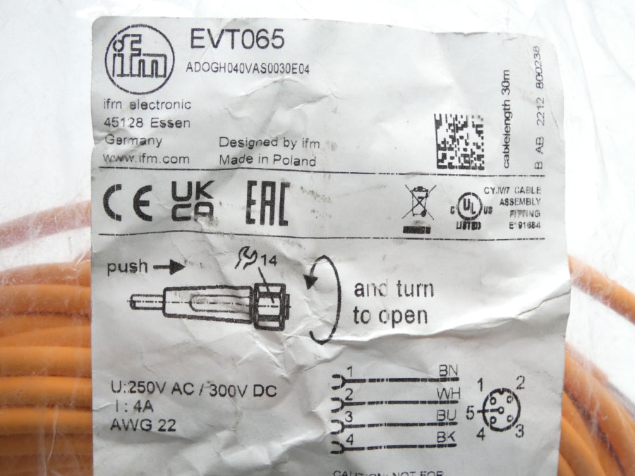 IFM EFECTOR ADOGH040VAS0030E04 EVT065 300VDC 4A NSMP