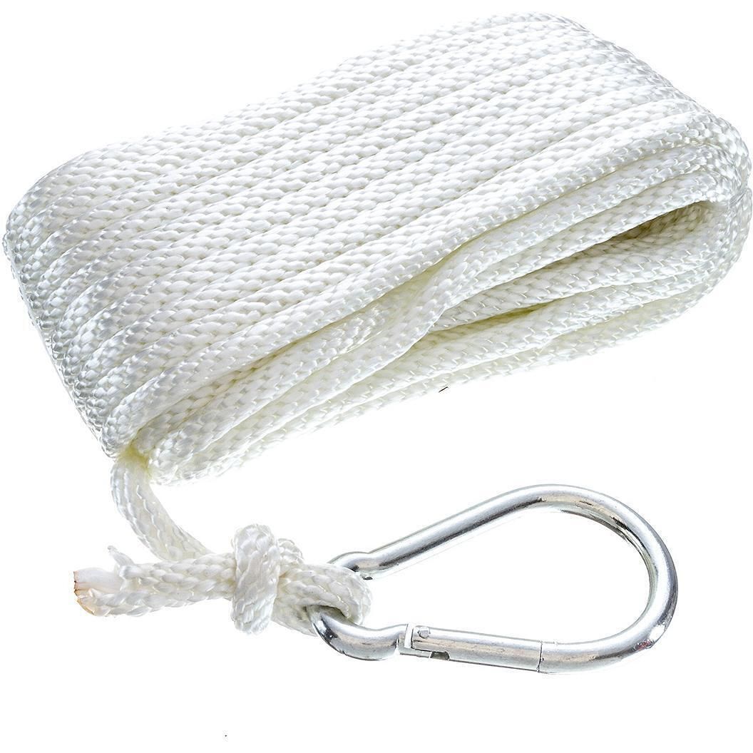 Seachoice 40231 Solid-Braid Nylon Anchor Line, White, 3/8" x 50'
