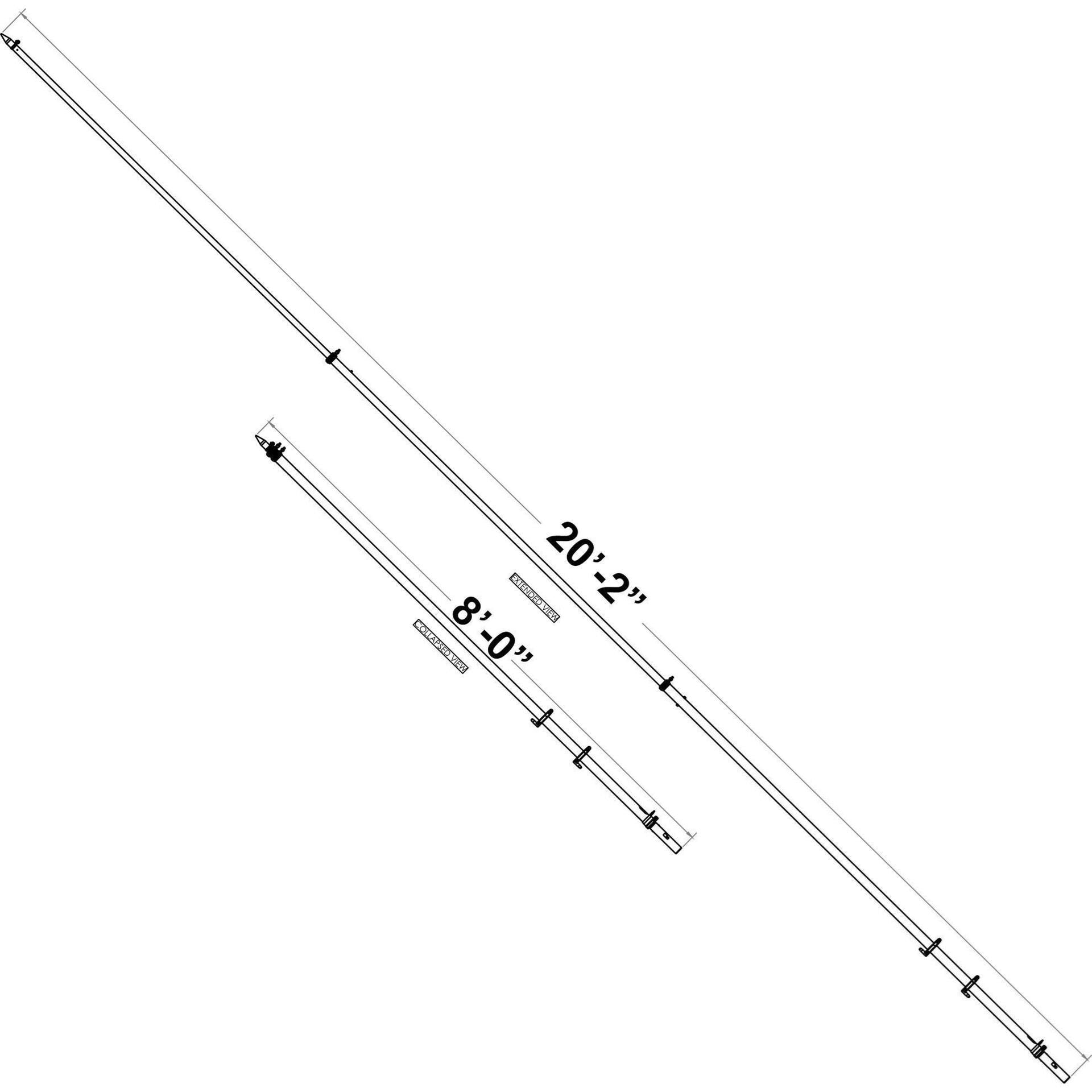 Taco Metals OT-3160CF Taco Carbon Fiber Tele-Outrigger Pole, 16', 1 pr.