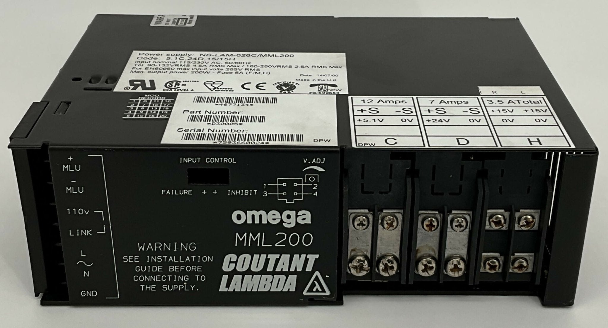 POWER SUPPLY (4677134/NS-LAM-026C/MML200/D30005 SIEMENS/OMEGA