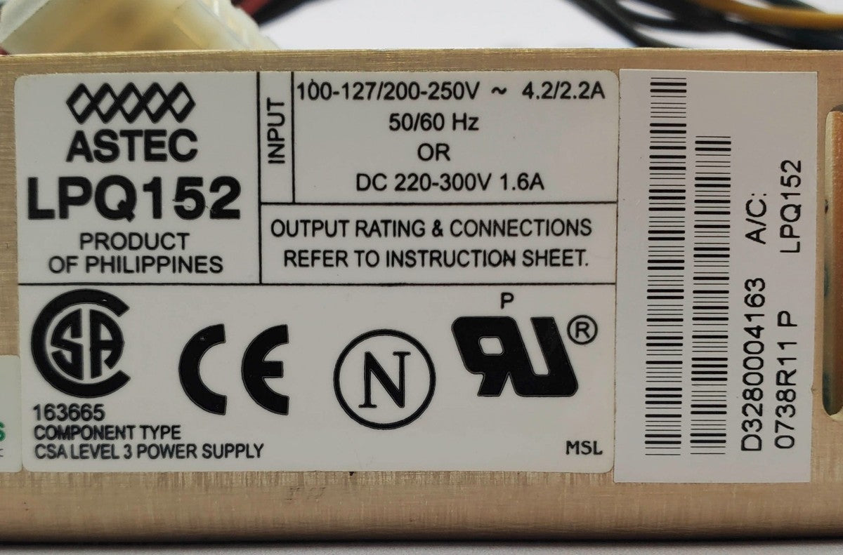 Astec LPQ152 Industrial Power Supply 100-127/200-250V 4.2/2.2A 50/60Hz|277500000920