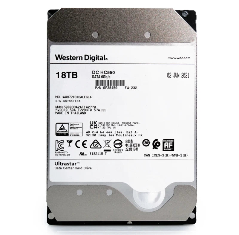WD Ultrastar DC HC550 18TB 7.2K RPM SATA 6Gb/s 3.5" HDD WUH721818ALE6L4 0F38459|296983313417