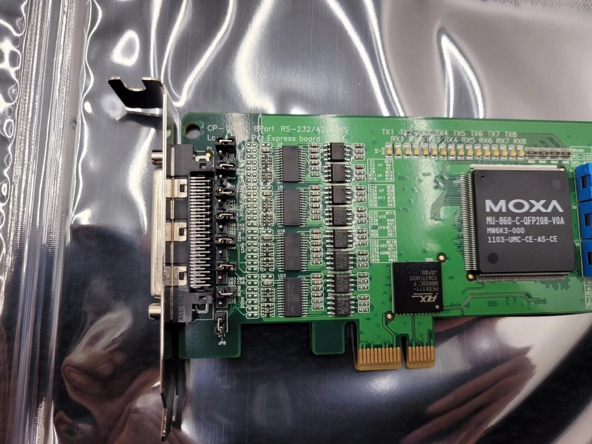 Moxa CP-118EL 8 Port Low Profile PCI Express Board RS-232/422/485 Damaged Cable