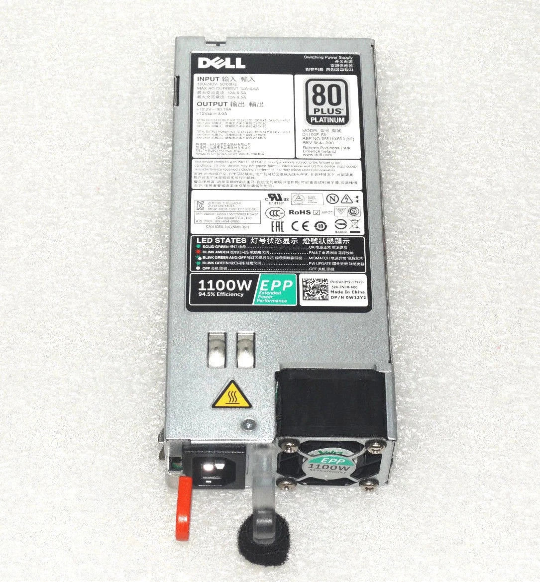 Dell 1100W 80 Plus Platinum Redundant Power Supply (PSU) PowerEdge 0W12Y2 W12Y2|177458661050