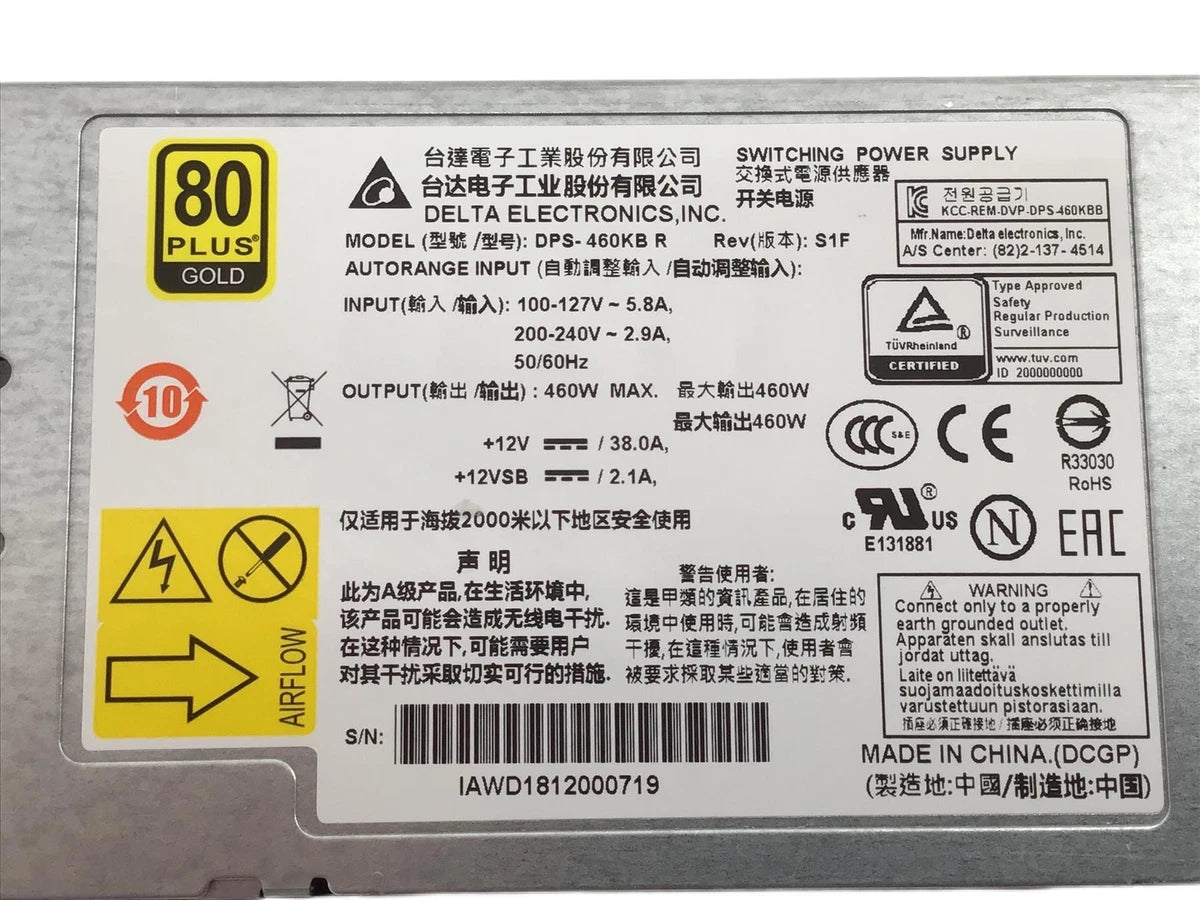 New Dell DPS-460KB R 460W PSU 80 Plus Gold Rear To Front 100-240V Power Supply|356472384187