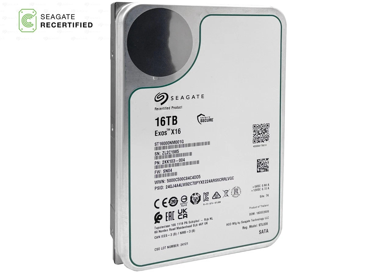 Seagate Exos X16 ST16000NM001G 16TB 512E SATA 6Gb/s 3.5" Enterprise Hard Drive