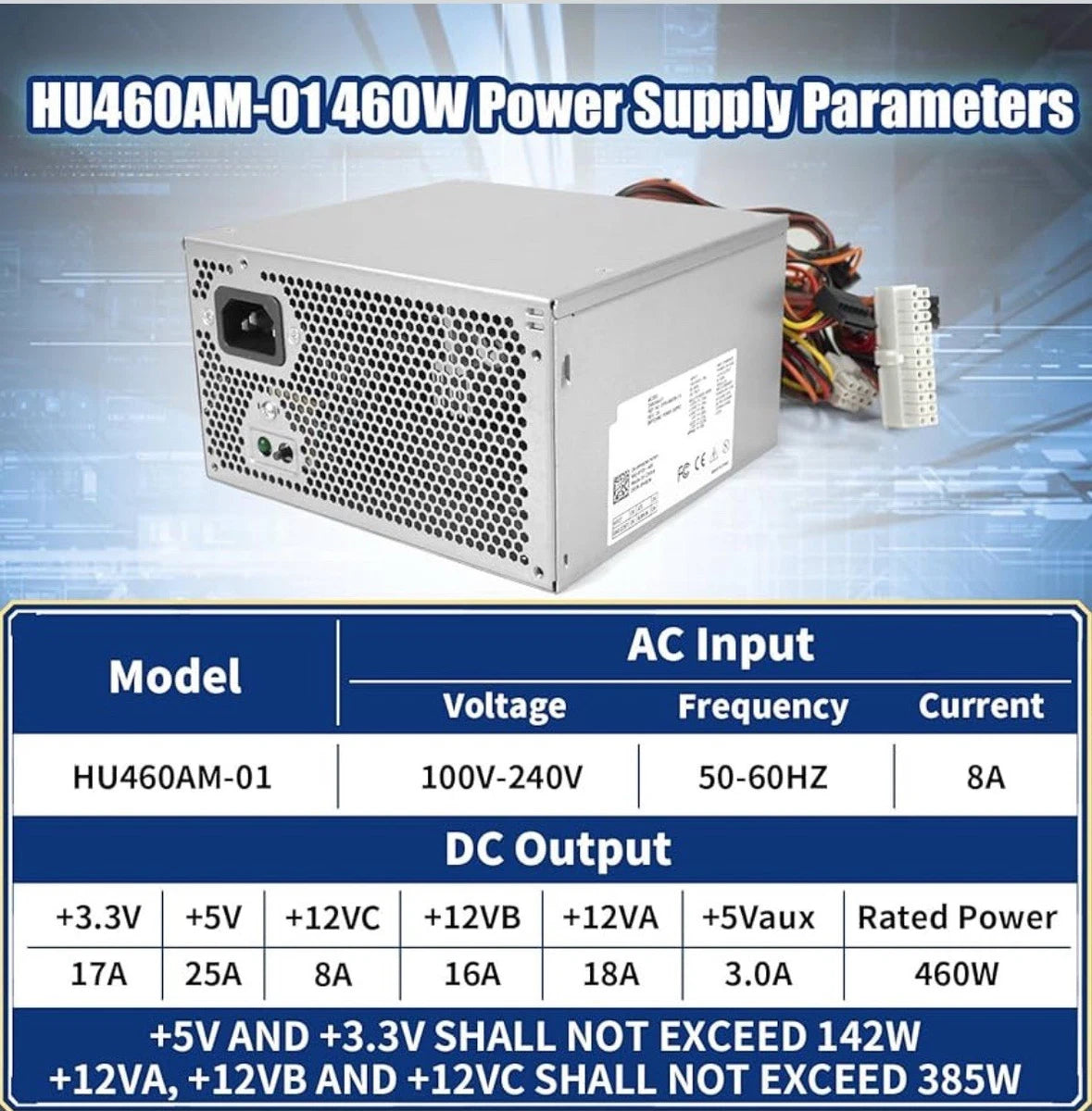 For DELL XPS 8910 8920 8300 8500 8700 8900 R5 460W PSU Power Supply D460AM-03 US|127553818394