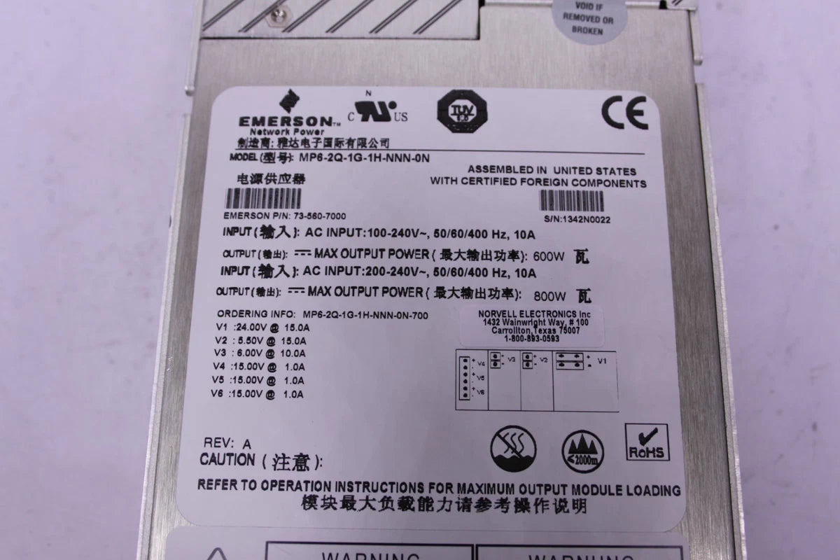 Astec Emerson MVP Series MP6-2Q-1G-1H-NNN-0N Modular Switching Power Supply 600W|365764824054