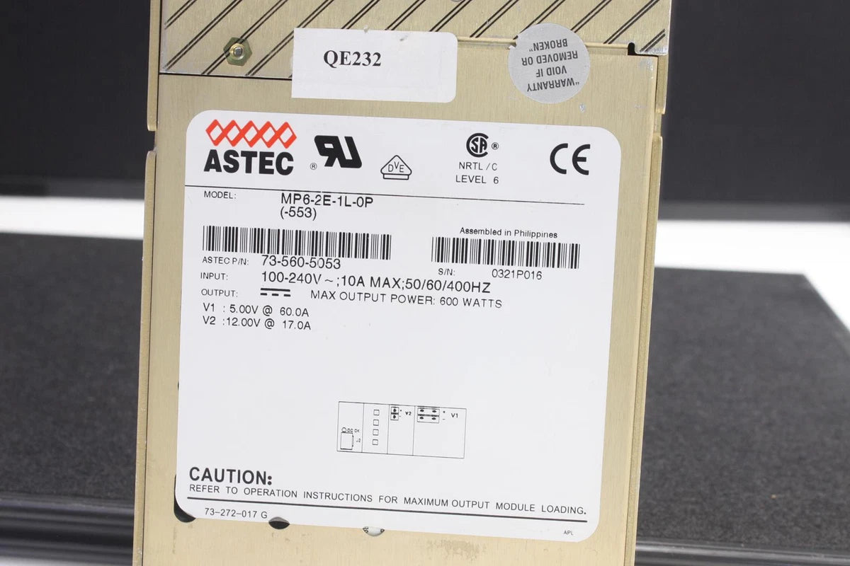 ASTEC ARTESYN  12V 17A & 5V 60AMS Power Supply MP6-2E-1L-0P 600W. SKU 219040|186266711871