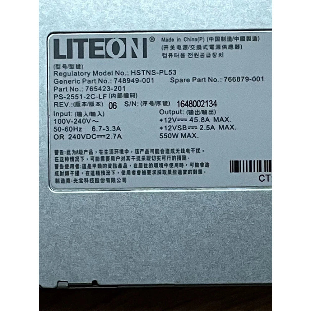 For HP DL160 Gen9 DL180 Gen9 550W Power Supply HSTNS-PL53 748949-001 766879-001|195319005191