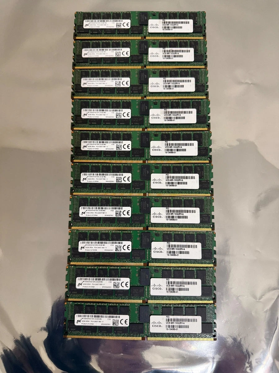 Lot 10x MICRON 32GB PC4-2400T-R REGISTERED ECC 2RX4 RDIMM MTA36ASF4G72PZ-2G3B1MG