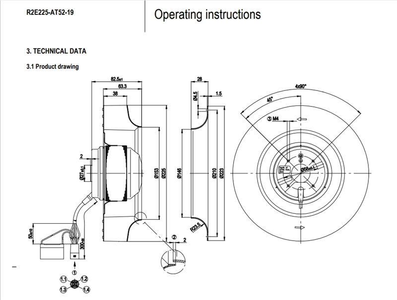 R2E225-AT52-19 AC Centrifugal Fan 230V 0.47/0.69A 105/155W Ebmpapst Fan Rittal|176681322182
