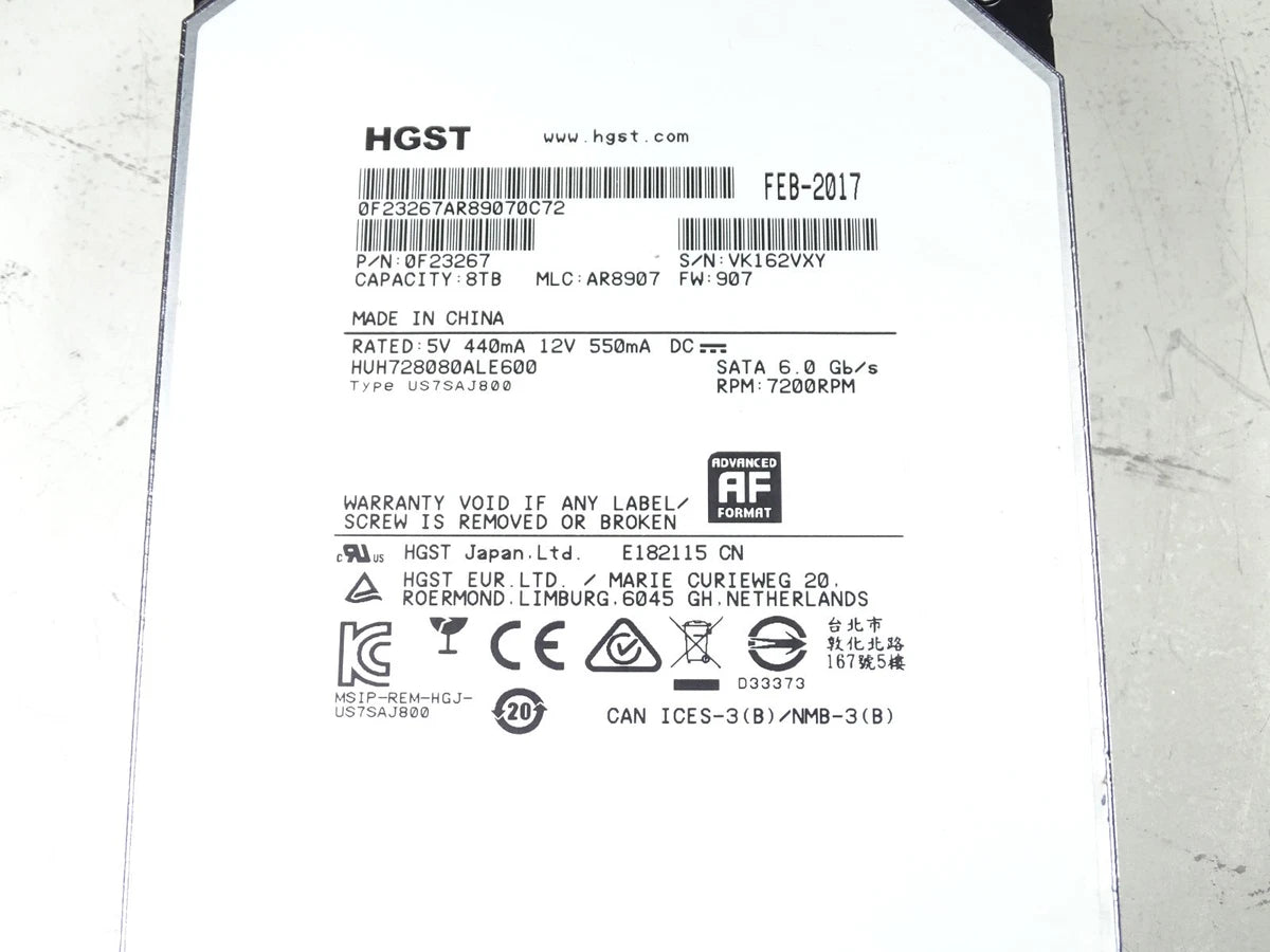 HGST 0F23267 8TB 7.2K SATA 3.5" HDD – Enterprise Server Hard Drive-100% HEALTH|136698758674