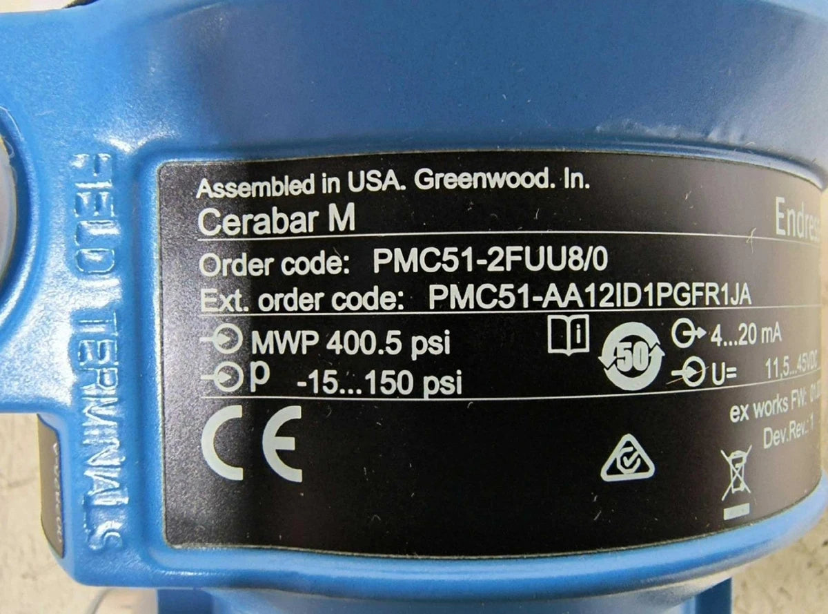 Endress Hauser Cerabar M Pressure Transducer PMC51-AA12ID1PGFR1JA 71086208