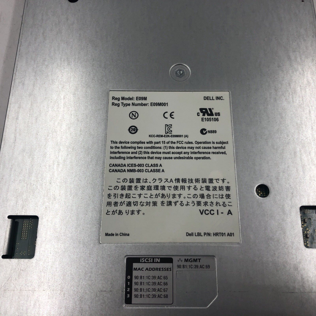 DELL EQUALLOGIC CONTROL MODULE TYPE 11 CONTROLLER MODULE E09M001 E09M|156769239125