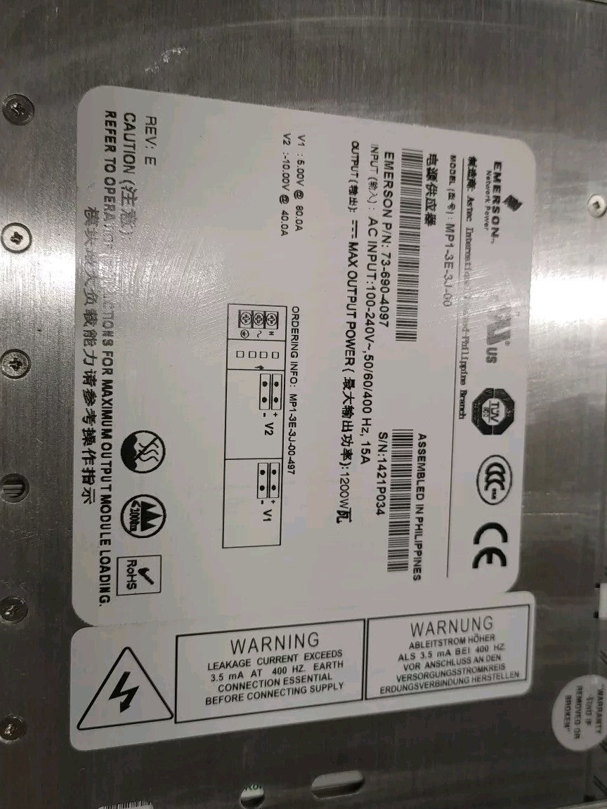 Emerson MVP SERIES MP1-3L-1L-1P-1P-30  P/N 73-690-4096 1200W Power Supply |156486057635