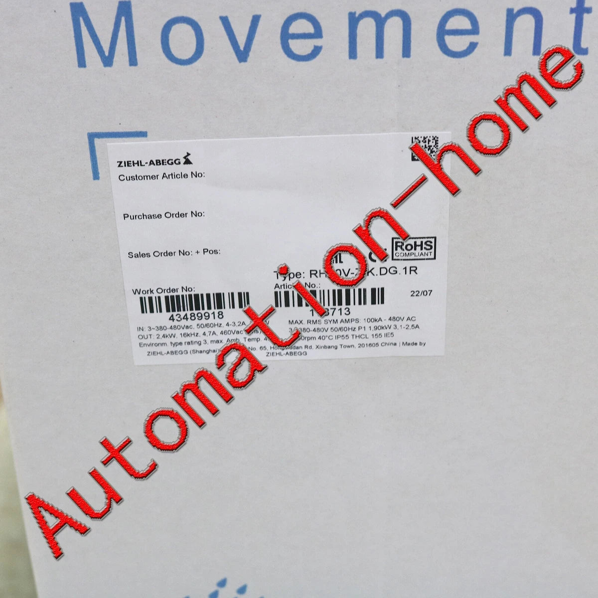 1 Pc. NEW， RH50V-ZIK.DG.1R centrifugal fan FAST SHIP#XR