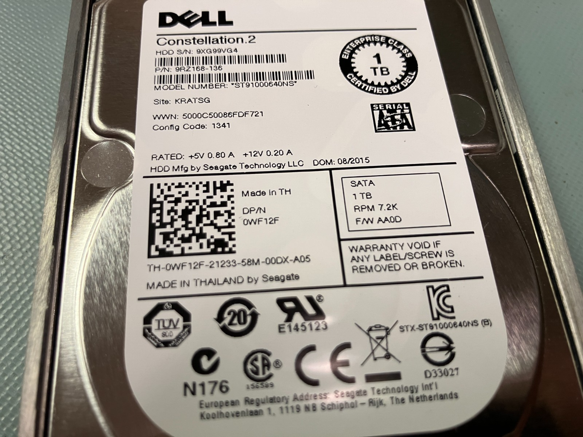 New Dell 1TB 7.2K 2.5" SATA WF12F 0WF12F ST91000640NS Hard Drive With Caddy/Tray|405880638244
