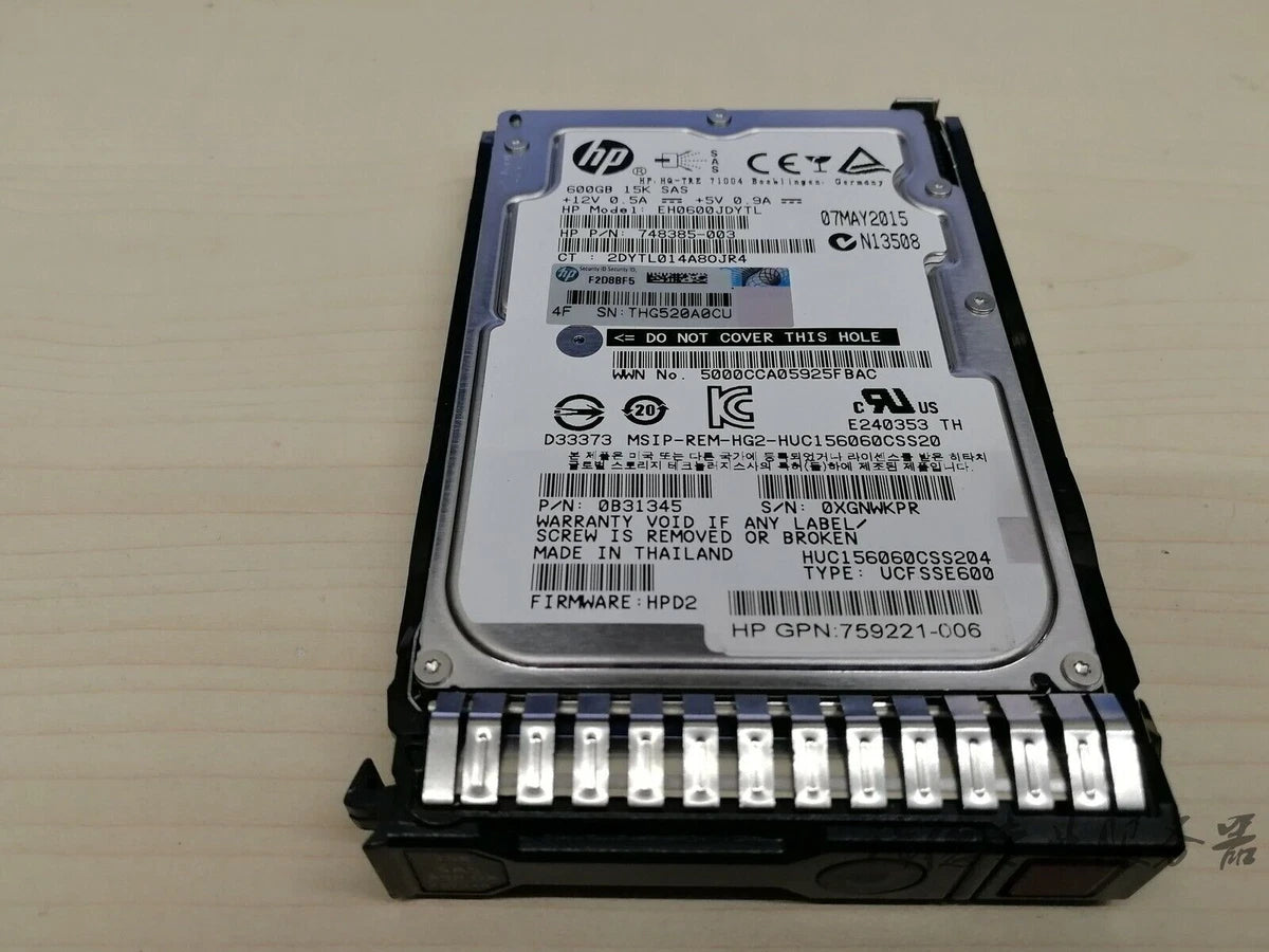 fit for HPE 759212-B21 759548-001 600GB 12G SAS 15K 2.5" HDD ENT SC|406522199629